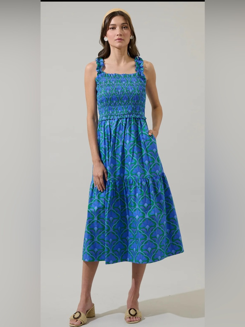 Sugarlips Floral Smocked Midi Dress - Size XL